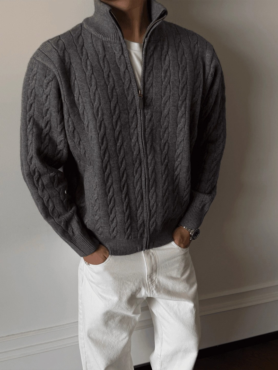 Mens Fashion Style Images - Пуловеры с меховым воротником, мужские, с