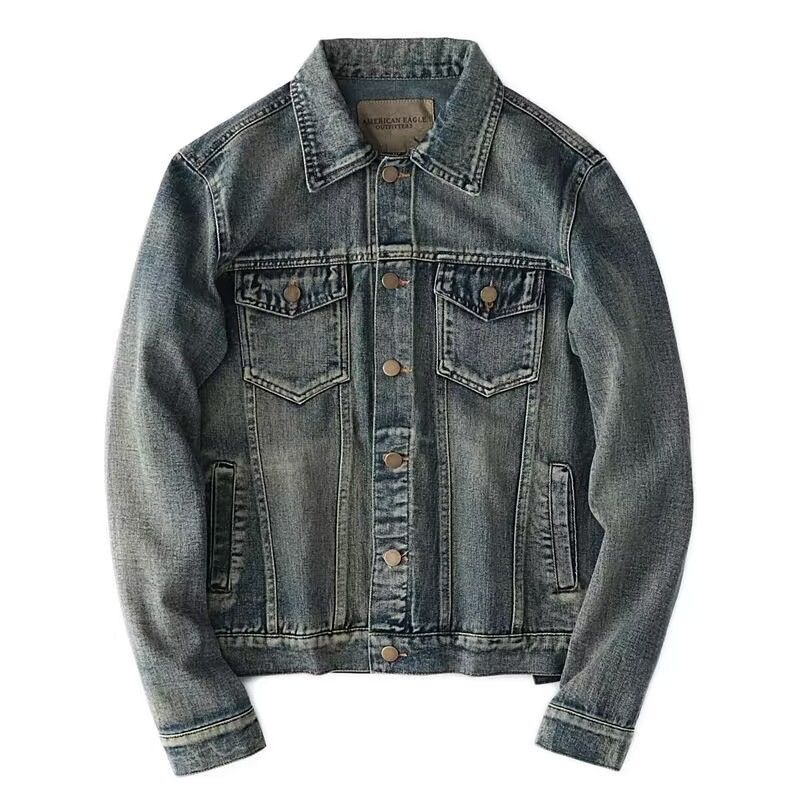 Mens Fashion Denim Jacket - Осень и весна, новая модная однотонная