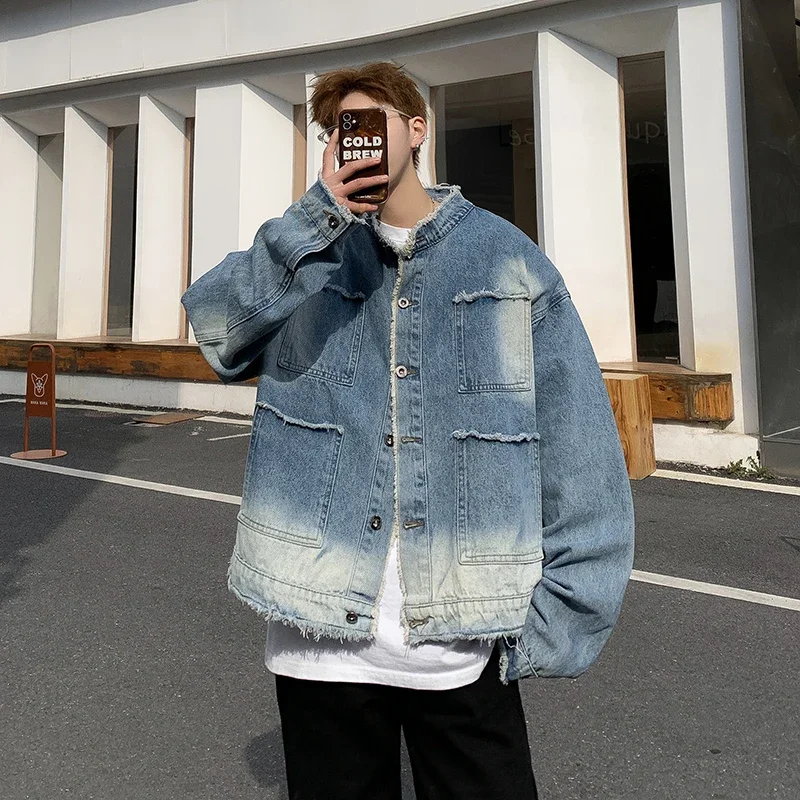 Mens Fashion Denim Jacket - Мужская джинсовая куртка в американском ретро-стиле
