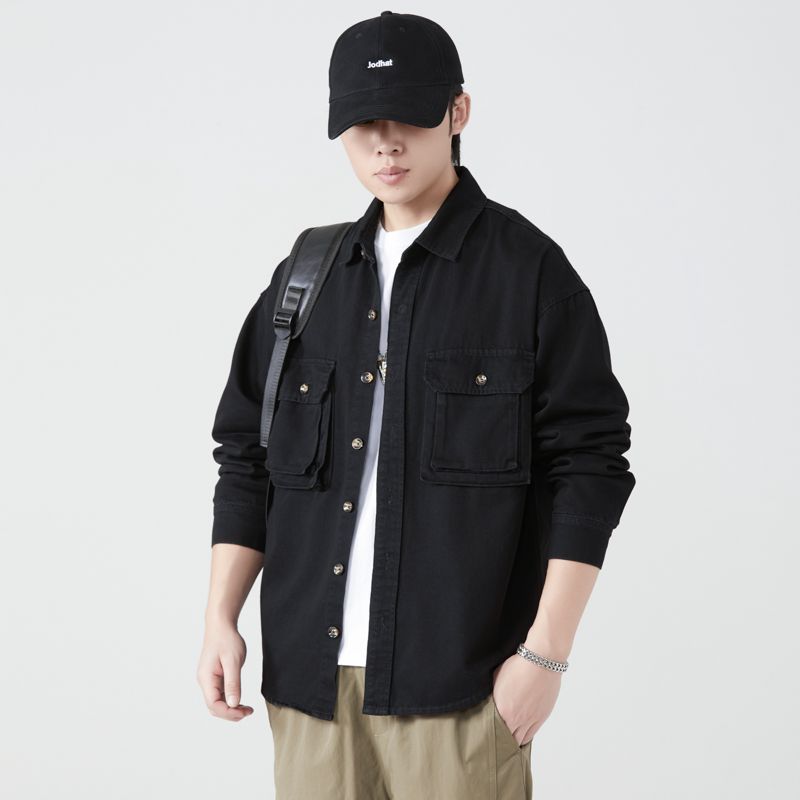 Mens Fashion Denim Jacket - Рубашки из чистого хлопка, мужские весенне-осенние