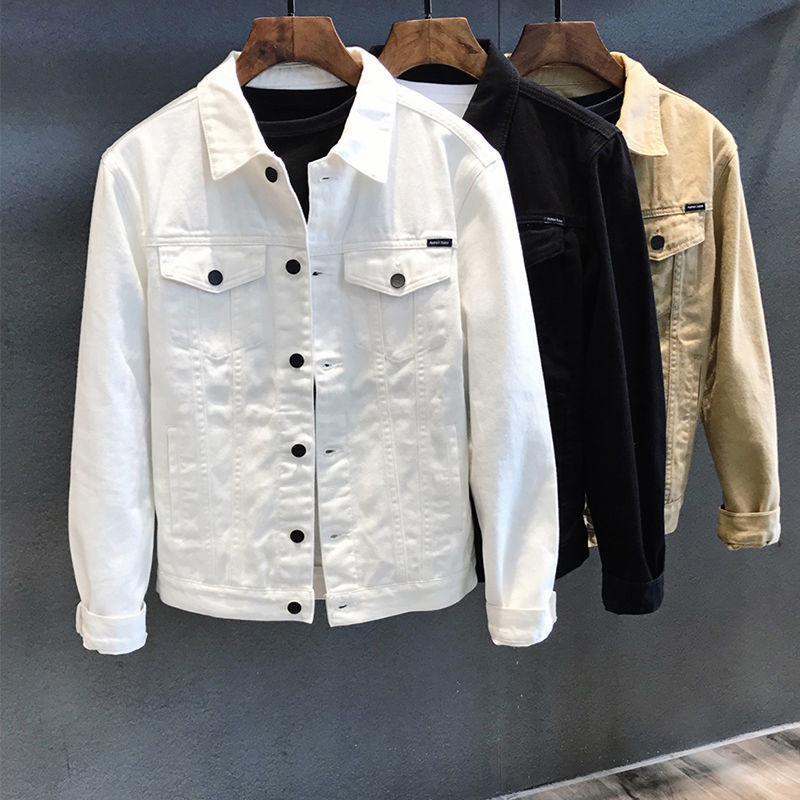 Mens Fashion Denim Jacket - Весенне-осенняя мужская джинсовая куртка, однобортные однотонные