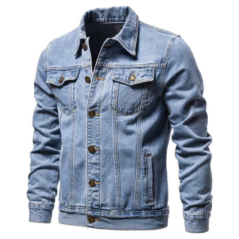 Mens Fashion Denim Jacket - Осень 2024, мужские однотонные джинсовые куртки,