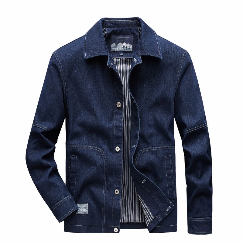 Mens Fashion Denim Jacket - Осенне-весенняя модная тенденция, американская винтажная однотонная